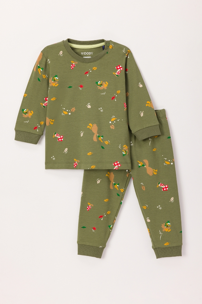 Pamuklu Erkek Bebek Pijama-Pzl - 918-Ördek Baskılı Yeşil