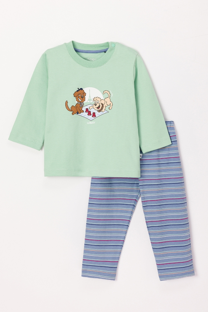 Pamuklu Erkek Bebek Pijama-Pls - 719-Mint Yeşili