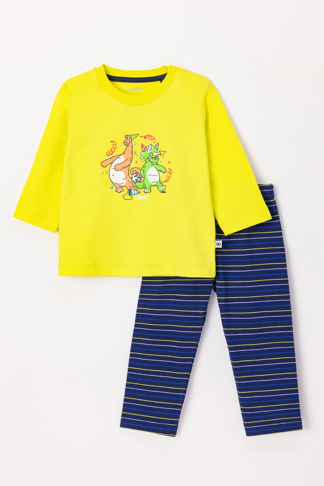 Pamuklu Erkek Bebek Pijama-Pls - 660-Sarı