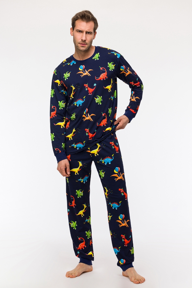 Erkek Pijama-Plc - 914-Dinozor Baskılı Lacivert