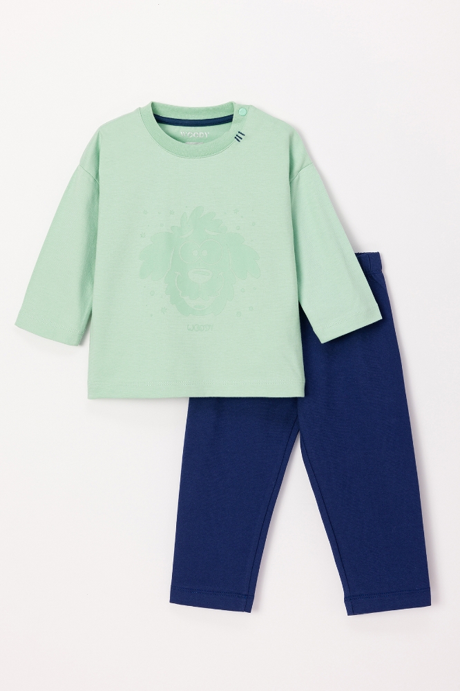 Pamuklu Erkek Bebek Pijama-Plm - 719-Mint Yeşili