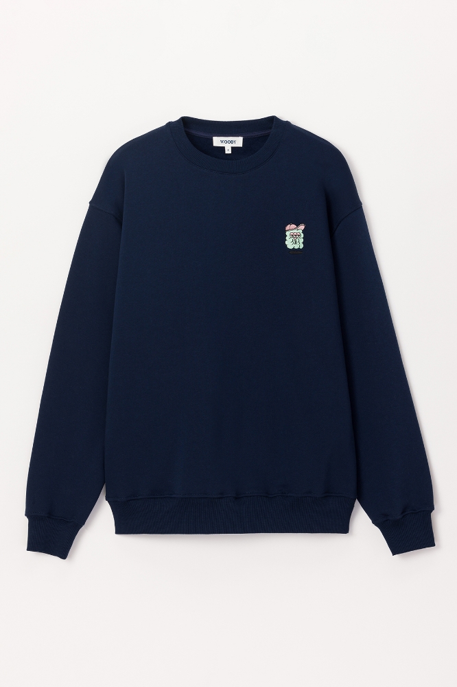 Unisex Bisiklet Yaka Sweatshirt-Slh - 885-Lacivert