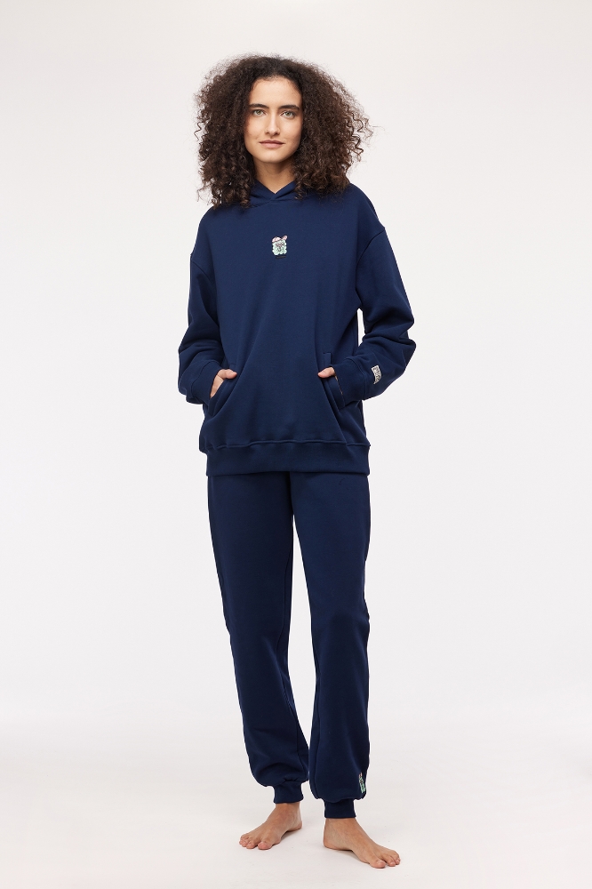 Unisex Kapüşonlu Sweatshirt-Slc - 885-Lacivert