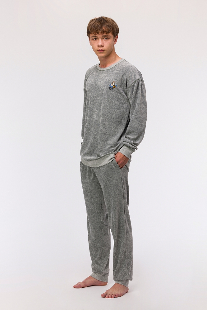 10-16 Yaş Erkek Çocuk Pijama-Qrm - 128-Gri Melanj