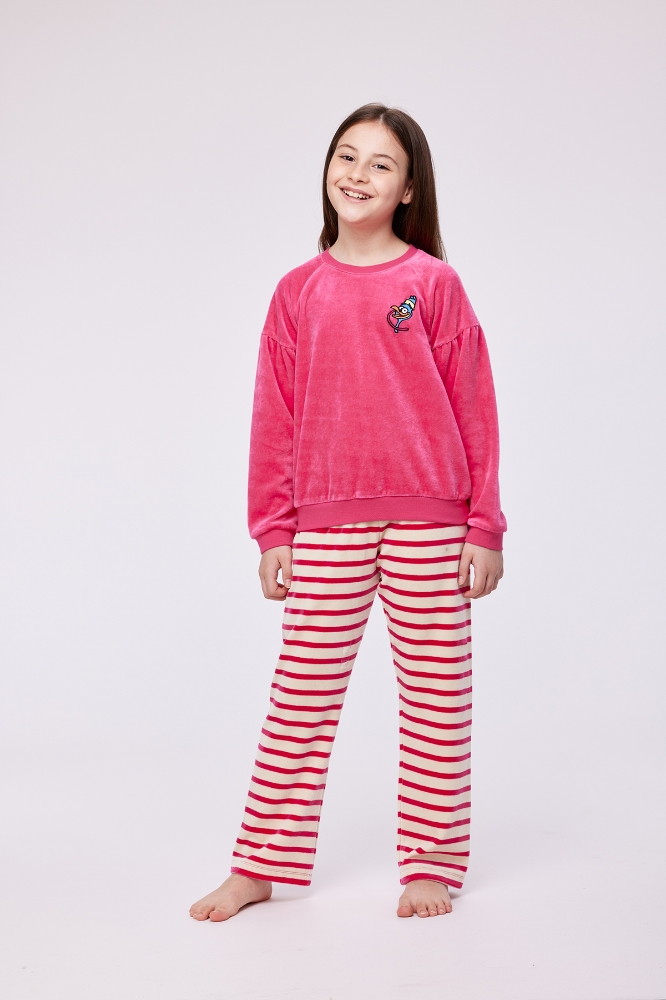 2-8 Yaş Kız Çocuk Pijama-Pdv - 388-Neon Pembe