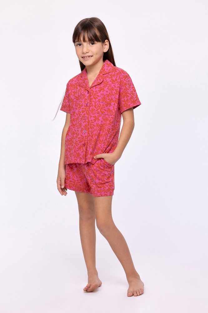 2-8 Yaş Kız Çocuk Pijama-Ype - 922-Baskılı Pembe