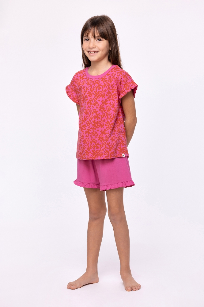 2-8 Yaş Kız Çocuk Pijama-Ypc - 922-Baskılı Pembe