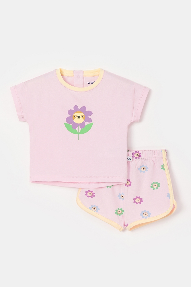 Pamuklu Kız Bebek Pijama-Pzg - 417-Açık Lila