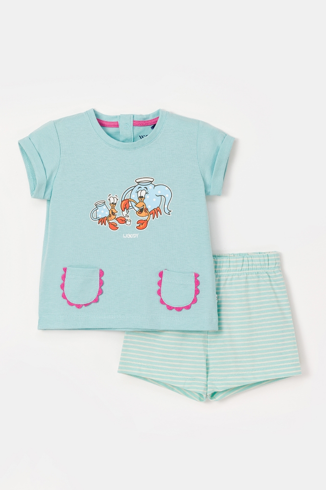 Pamuklu Kız Bebek Pijama-Bst - 708-Mavi