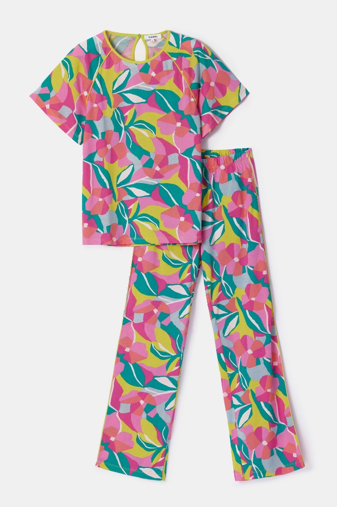 Kadın Pijama-Obz - 980-Semender Temalı Çizgili Beyaz