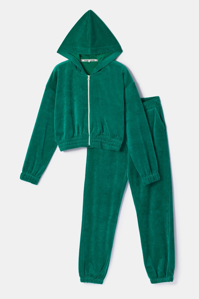 Kadın Kadife Pijama-Bfc - 745-Yeşil
