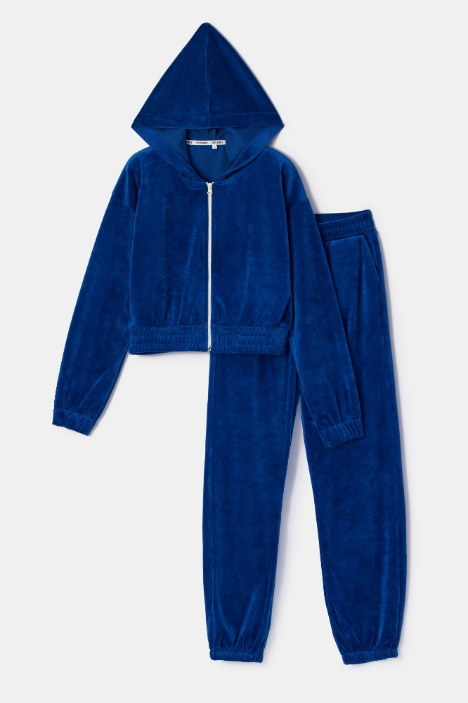 Kadın Kadife Pijama-Bfc - 843-İndigo