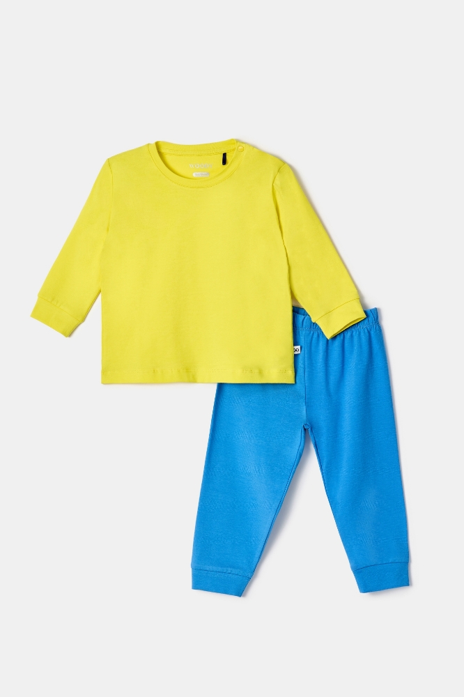 Pamuklu Erkek Bebek Pijama-Pzl - 651-Sarı