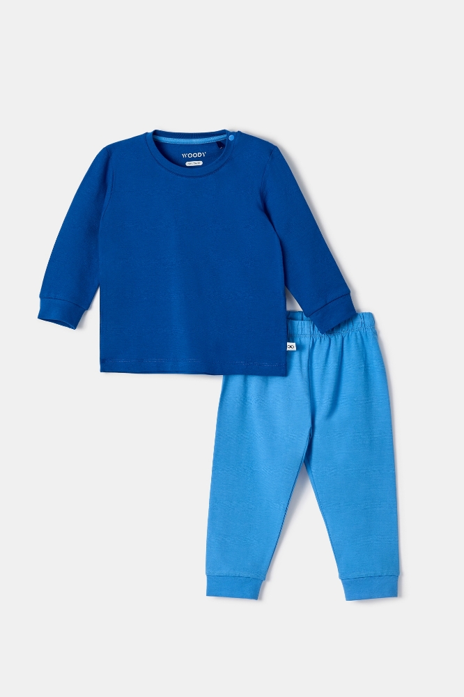Pamuklu Erkek Bebek Pijama-Pzl - 802-Mavi