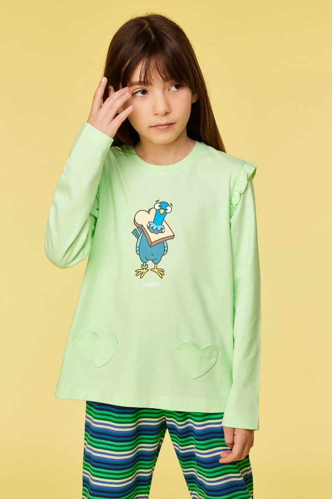 10-16 Yaş Kız Çocuk Pijama-Plg - 760-yeşil