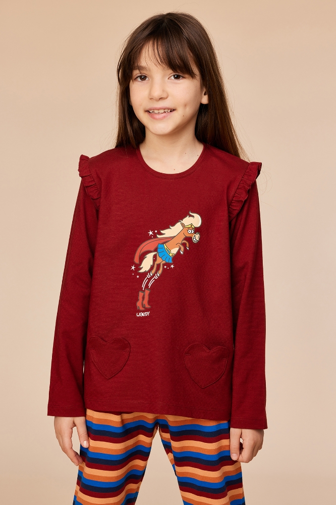 10-16 Yaş Kız Çocuk Pijama-Plg - 495-bordo