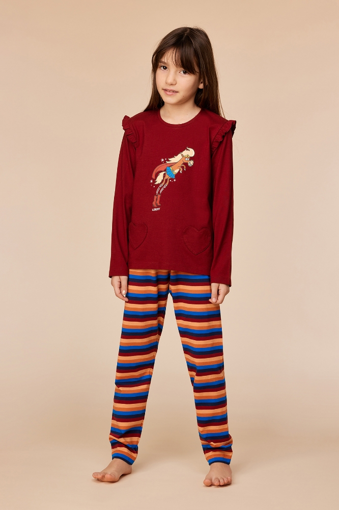 10-16 Yaş Kız Çocuk Pijama-Plg - 495-bordo