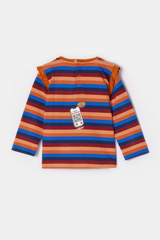 Pamuklu Kız Bebek Pijama-Plg - 913-çizgili Turuncu