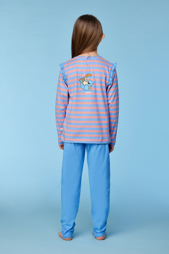 2-8 Yaş Kız Pijama-Plg - 911 S Strıpe Cat Gırls