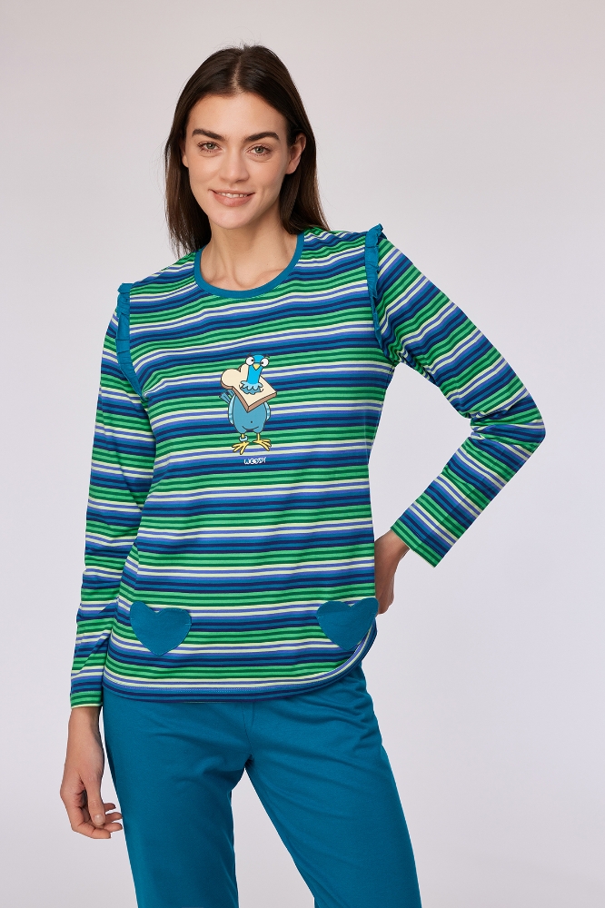 Kadın Pijama-Plg - 912-çizgili Yeşil