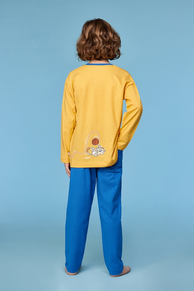 10-16 Yaş Erkek Çocuk Pijama-Plu - 645 Yolk Yellow