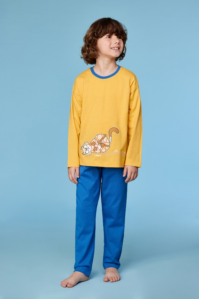 10-16 Yaş Erkek Çocuk Pijama-Plu - 645 Yolk Yellow