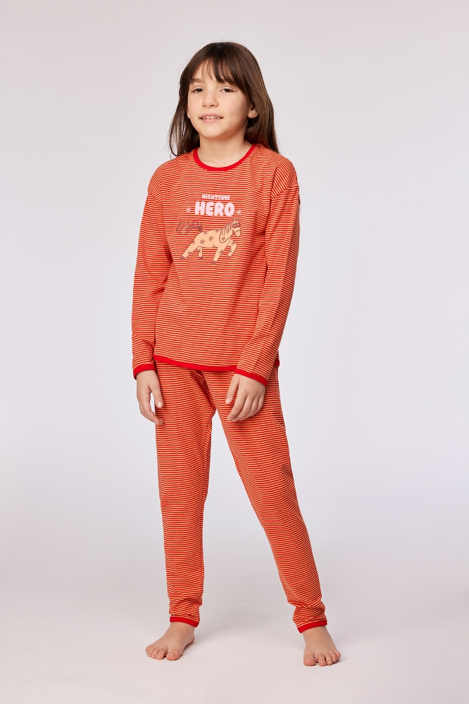 10-16 Yaş Kız Çocuk Pijama-Pzg - 935-midilli Baskılı Kırmızı