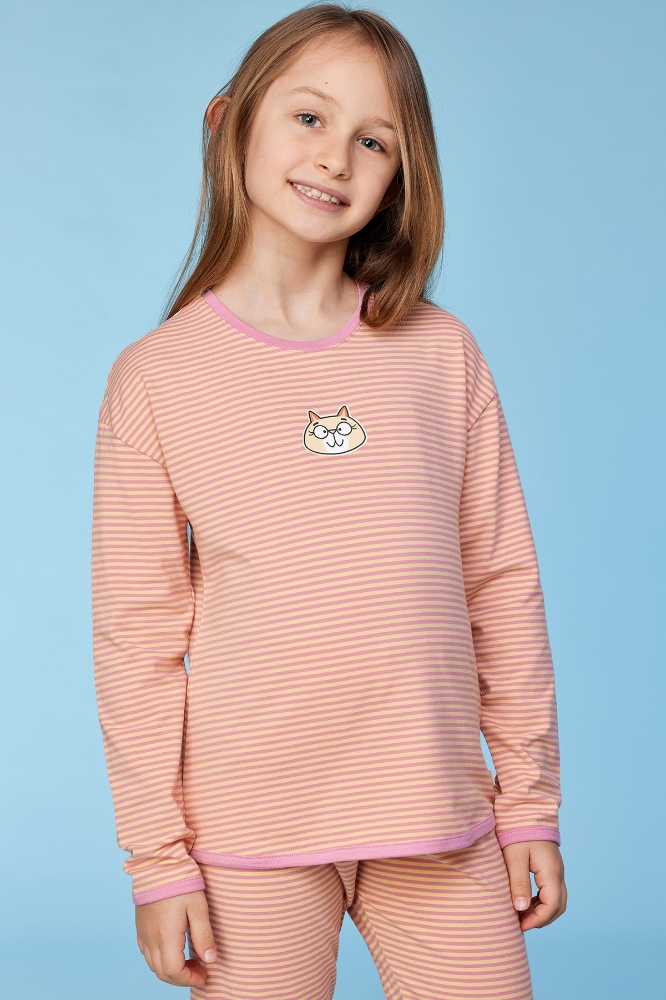 2-8 Yaş Kız Çocuk Pijama-Pzg - 927-çizgili Pembe