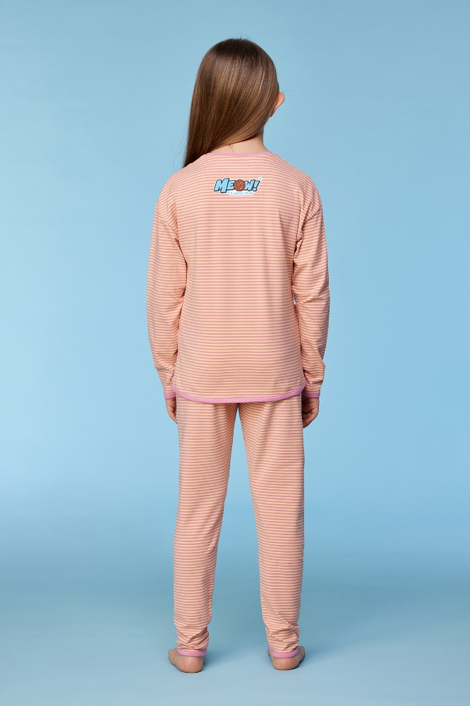 10-16 Yaş Kız Çocuk Pijama-Pzg - 927-çizgili Pembe
