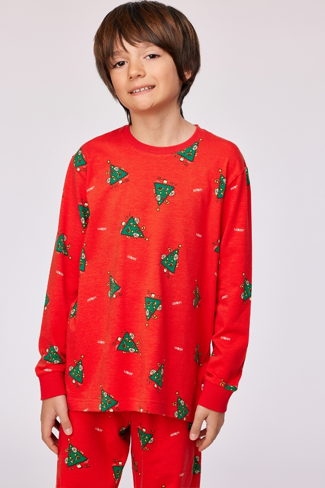 10-16 Yaş Erkek Çocuk Pijama-Cpa - 995 Cat Chrıstmas Z Aop