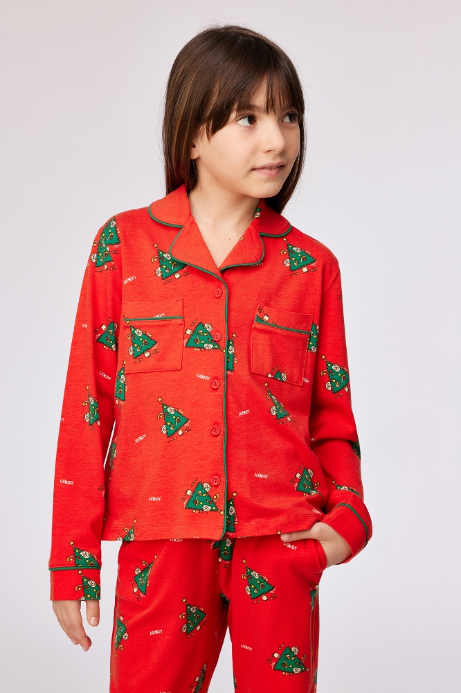 2-8 Yaş Kız Çocuk Pijama-Cpb - 995 Cat Chrıstmas Z Aop