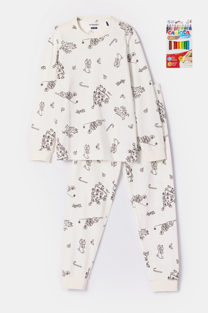 2-8 Yaş Boyanabilir Pijama-Cpc - 975 Chrıstmas Cat Color Me Aop