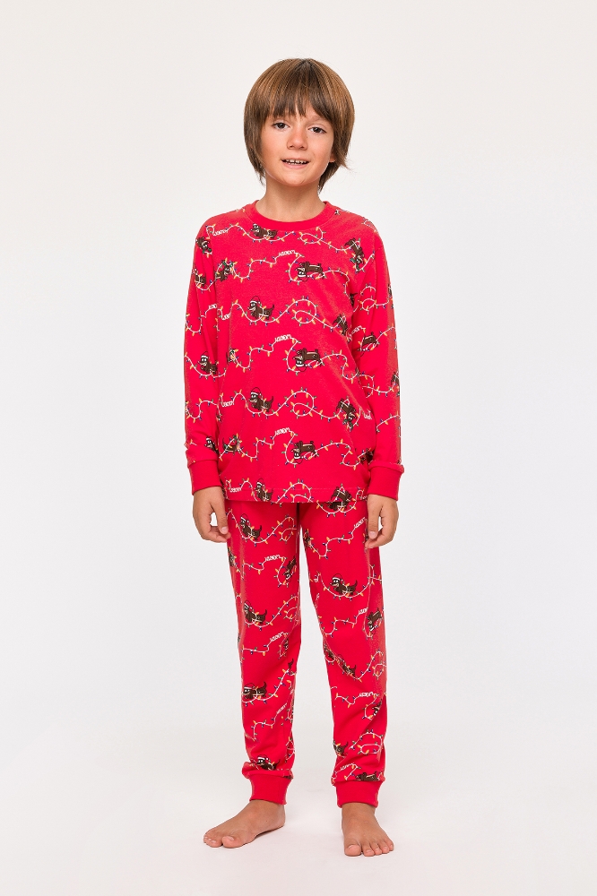 10-16 Yaş Erkek Çocuk Pijama-Cpa - 954-baskılı Kırmızı