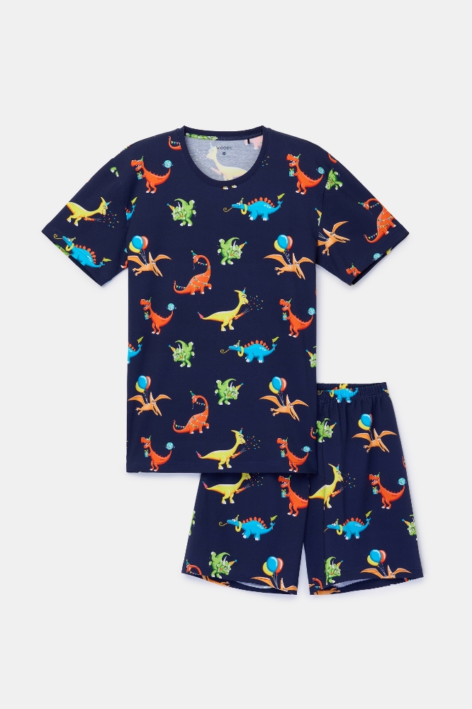 Erkek Pijama-Pss - 914-dinozor Baskılı Lacivert