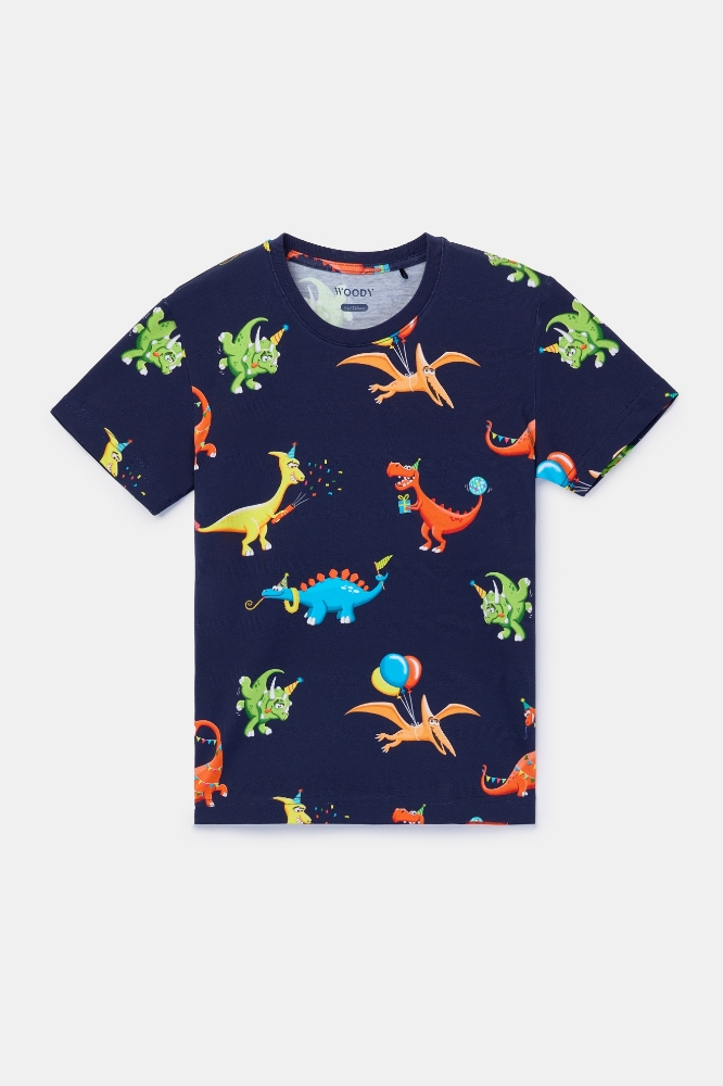 2-8 Yaş Erkek Çocuk Pijama-Pss - 914-dinozor Baskılı Lacivert